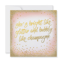 Ze is helder als glitters bubbelige uitnodiging pa
