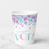 Ze is klaar om Baby shower Polka Dots te Poppen Papieren Bekers (Achterkant)
