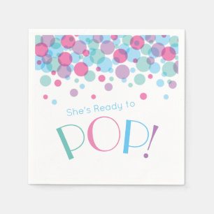 Ze is klaar om Baby shower Polka Dots te Poppen Servet