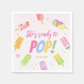 Ze is klaar om Baby shower Popsicle te Poppen Servet (Voorkant)