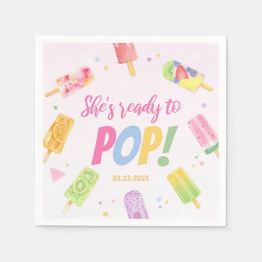 Ze is klaar om Baby shower Popsicle te Poppen Servet (Voorkant)