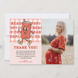 Ze is klaar om baby shower rode gingham foto te kr bedankkaart