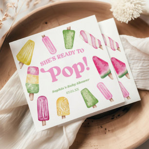 Ze is klaar om roze ijsje Baby shower te Poppen Servet