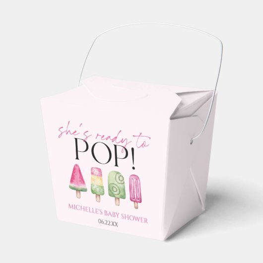 Ze is klaar om te Poppen! Popsicle Baby shower Bedankdoosjes (Voorkant Zijde)