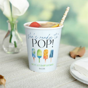 Ze is klaar om te Poppen! Popsicle Baby shower Papieren Bekers
