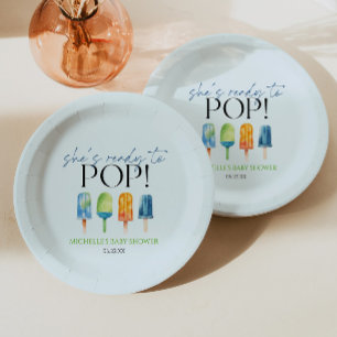 Ze is klaar om te Poppen! Popsicle Baby shower Papieren Bordje