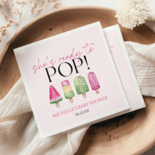 Ze is klaar om te Poppen! Popsicle Baby shower Servet