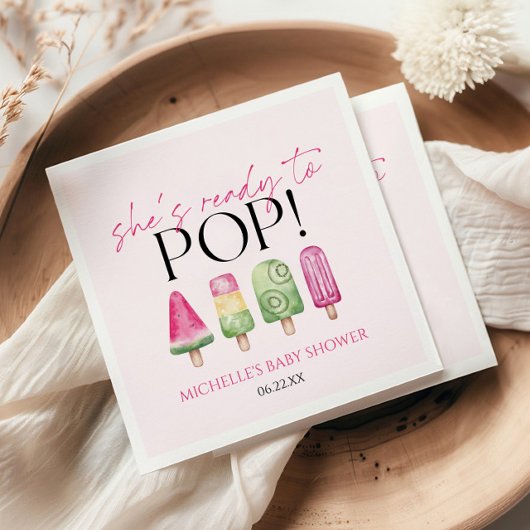 Ze is klaar om te Poppen! Popsicle Baby shower Servet