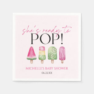 Ze is klaar om te Poppen! Popsicle Baby shower Servet