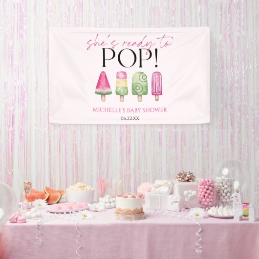 Ze is klaar om te Poppen! Popsicle Baby shower Spandoek (Feest)