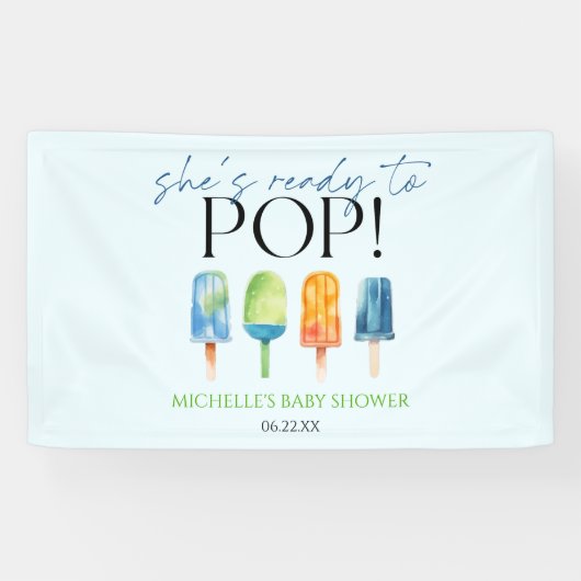 Ze is klaar om te Poppen! Popsicle Baby shower Spandoek (Horizontaal)