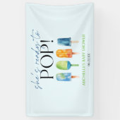 Ze is klaar om te Poppen! Popsicle Baby shower Spandoek (Verticaal)