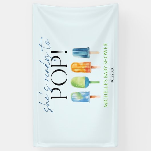 Ze is klaar om te Poppen! Popsicle Baby shower Spandoek (Verticaal)
