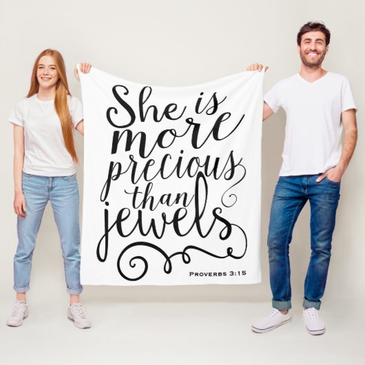 Ze is kostbaarder dan Jewels Proverbs White Fleece Deken (In situ)