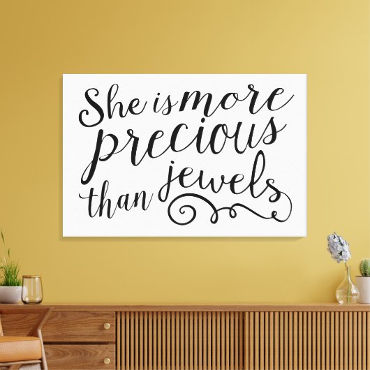 Ze is kostbaarder dan juwelen canvas afdruk (Insitu (Woonkamer))