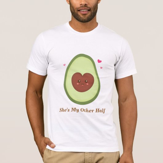 Ze is mijn andere helft, schattige avocado t-shirt (Voorkant)