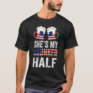 Ze is mijn Drunker Half Beer Couple Matching 4th o T-shirt