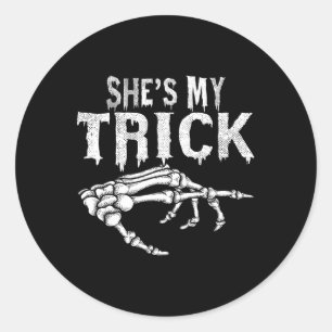 Ze is mijn truc Skeleton Paar Matching Halloween Ronde Sticker