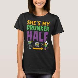 Ze is m'n Drunker Half Mardi Gras Couple Boyvriend T-shirt
