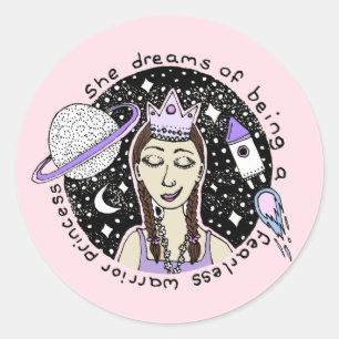 Ze is onbevreesde feministisch-meisjesstickers ronde sticker