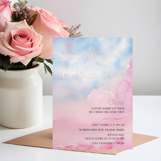 Ze is op Cloud 9 Pink Bridal Shower uitnodiging