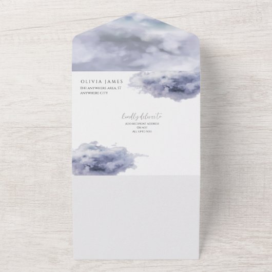 Ze is op cloud negen vrijgezellenfeest all in one uitnodiging (Buitenkant)