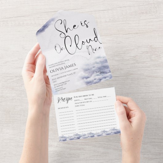 Ze is op cloud negen vrijgezellenfeest all in one uitnodiging (Afscheurbaar)