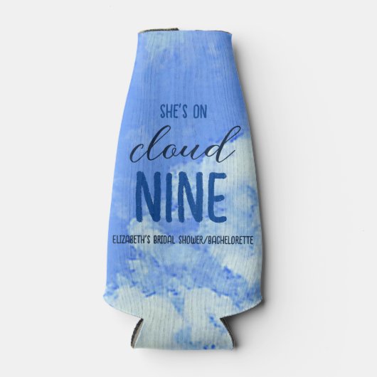 Ze is op de cloud negen! Vrijgezellenfeest/Bachelo Flesjeskoeler (Voorkant)