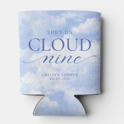 Ze is op wolk negen blauwe bruids douche blikjeskoeler (Achterkant)