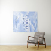 Ze is op wolk negen blauwe bruidsdouche wandkleed (In Situ (horizontaal))