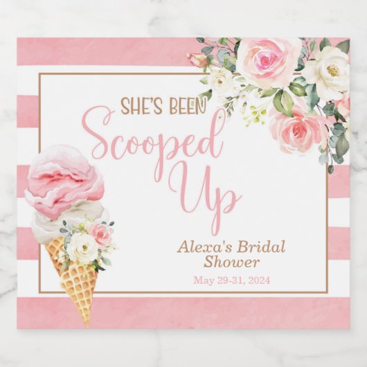 Ze is opgehaald (stripe) op maat sparkling wijnetiket (Enkel label)