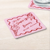 Ze is opgepakt gegolfde rand schets bruids- vierkante kartonnen onderzetter (Schuin)