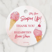 Ze is opgepakt roze ijs bruidsdouche bedankjes labels (Voorkant)