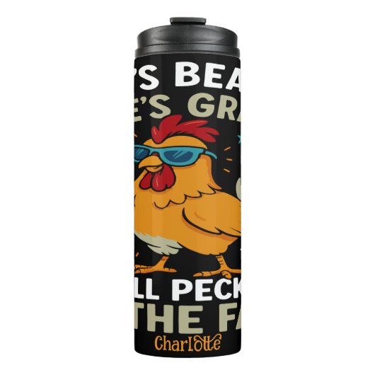 Ze is schoonheid, ze is genade..." - Funny Chicken Thermosbeker (Voorkant)