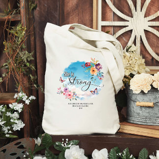 Ze is sterk geloof zondagsschool aangepaste bijbel tote bag
