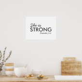 Ze is sterk | Proverbs 31:25 Christelijk geloof Poster (Keuken)