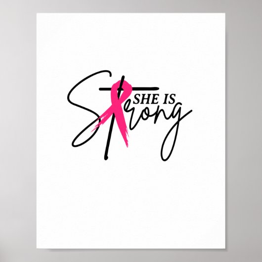 Ze is sterk roze lint poster (Voorkant)