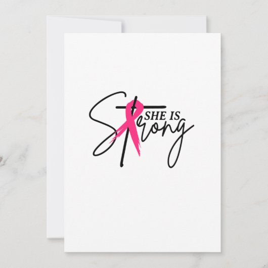 Ze is sterk roze lint save the date (Voorkant)
