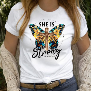Ze is sterk vrouwen Christelijk geloof T-shirt