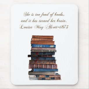 Ze is te gek op boeken 2-met-citaat muismat