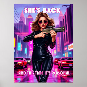 Ze is terug - Retro Femme Neon Pop Art Poster