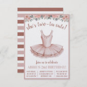 Ze is Two-Tu Schattige! Ballerina 2e verjaardag th Kaart (Voorkant / Achterkant)