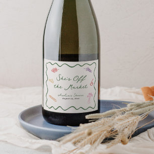 Ze is van de markt Afgeleid & Whimsical Handgeteke Sparkling Wijnetiket