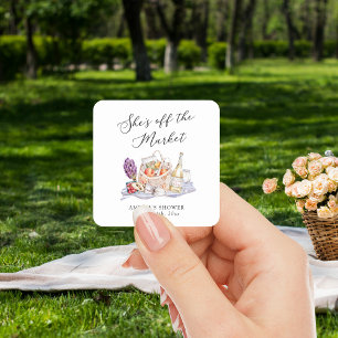 Ze is van de markt Boerenbruiloft Bridal Shower Vierkante Sticker