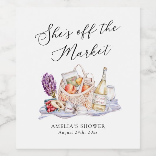 Ze is van de markt Boerengemarkte bruidsborrel Wijn Etiket (Enkel label)