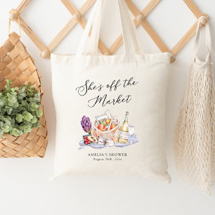Ze is van de markt Boerenmarkt Bruidsborrel Tote Bag
