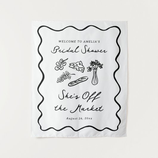 Ze is van de Markt Bold & Whimsical Handgetekend Wandkleed (Voorkant)