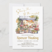 Ze is van de markt bruids douche uitnodiging (Voorkant)