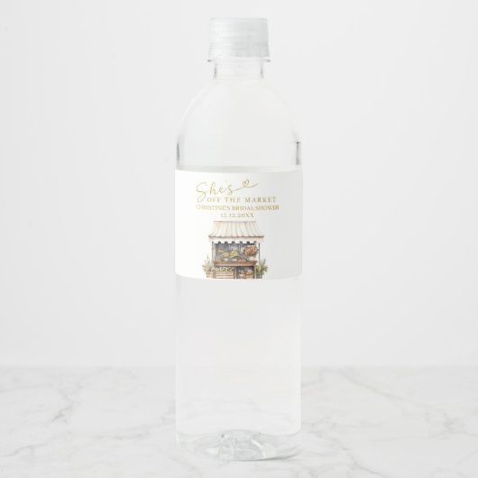 Ze is van de markt Bruidsfeest Fles Label Waterfles Etiket (Voorkant)