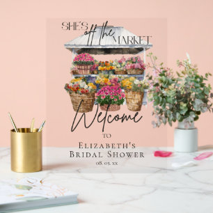 Ze is van de markt Floral Elegant Script Welkom Acryl Bord